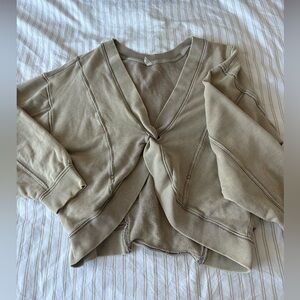 Free People Movement - Knot Front Sweatshirt in Light Taupe